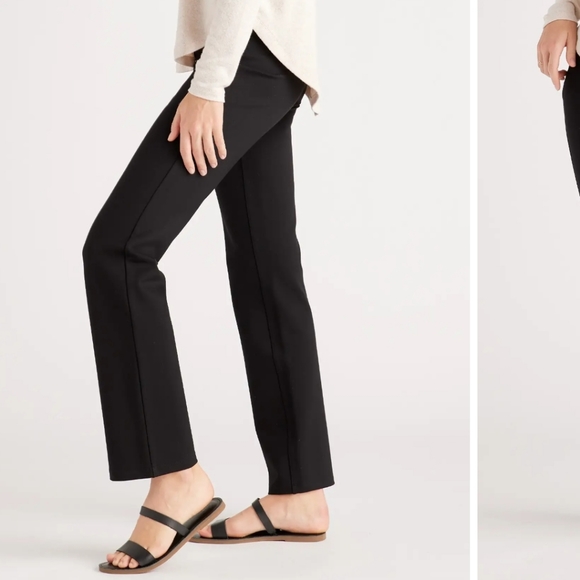 Quince Ultra Stretch Ponte Straight Leg Pants in Black - Picture 3 of 11